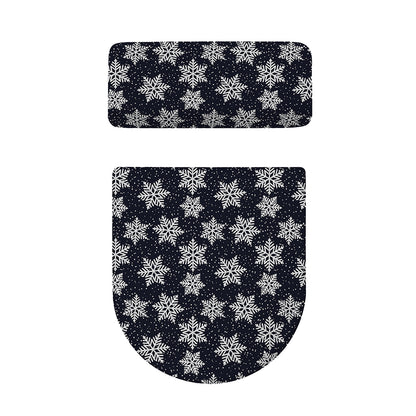 Blue And Silver Snowflake Pattern Print Toilet Lid And Tank Cover Set