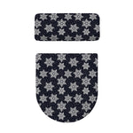 Blue And Silver Snowflake Pattern Print Toilet Lid And Tank Cover Set