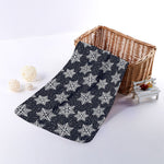 Blue And Silver Snowflake Pattern Print Towel