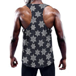 Blue And Silver Snowflake Pattern Print Training Tank Top