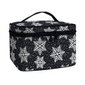 Blue And Silver Snowflake Pattern Print Travel Makeup Bag