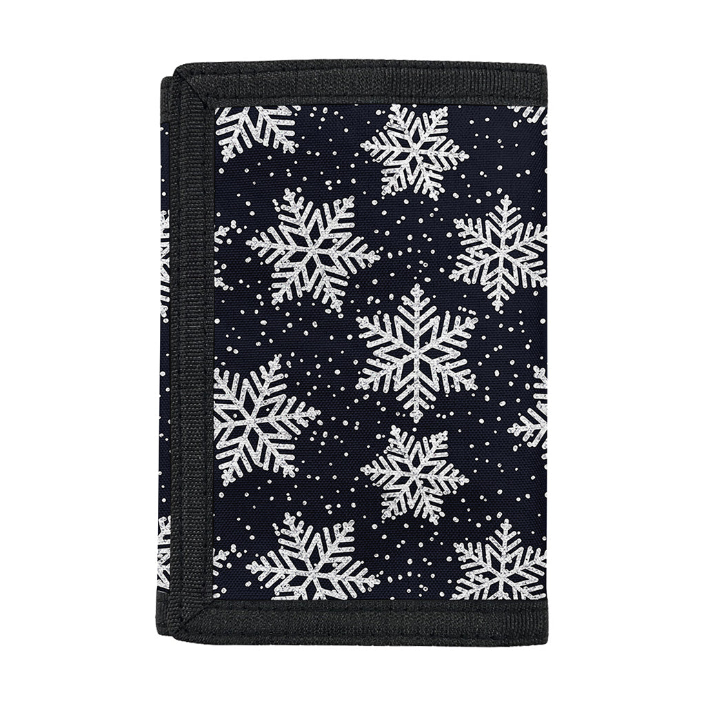 Blue And Silver Snowflake Pattern Print Trifold Wallet