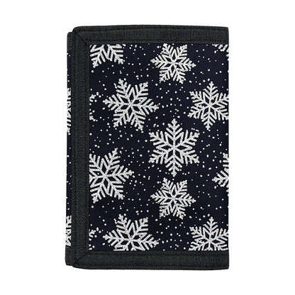 Blue And Silver Snowflake Pattern Print Trifold Wallet
