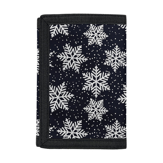 Blue And Silver Snowflake Pattern Print Trifold Wallet