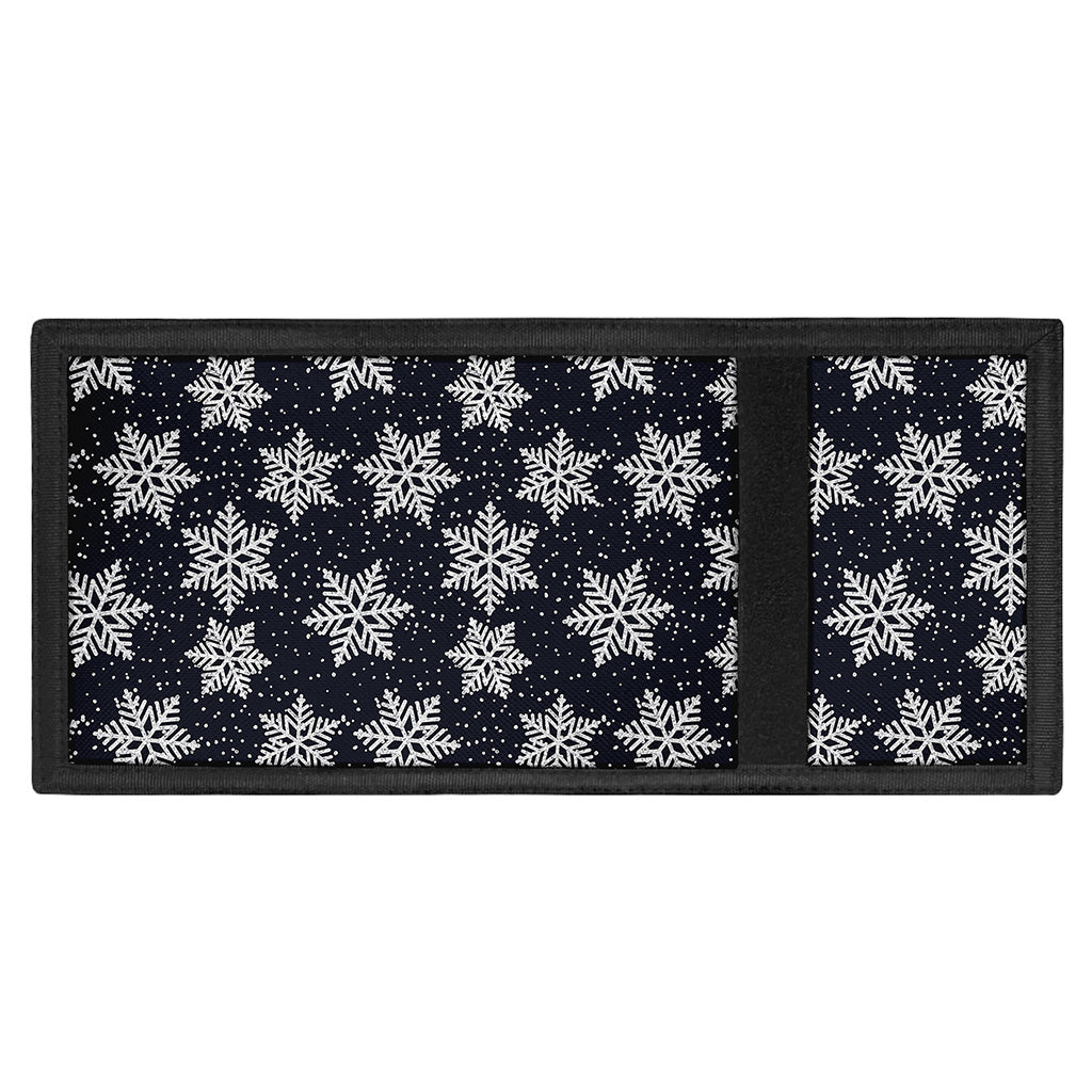 Blue And Silver Snowflake Pattern Print Trifold Wallet
