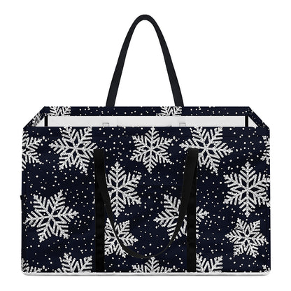 Blue And Silver Snowflake Pattern Print Utility Tote Bag