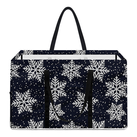 Blue And Silver Snowflake Pattern Print Utility Tote Bag