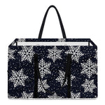 Blue And Silver Snowflake Pattern Print Utility Tote Bag