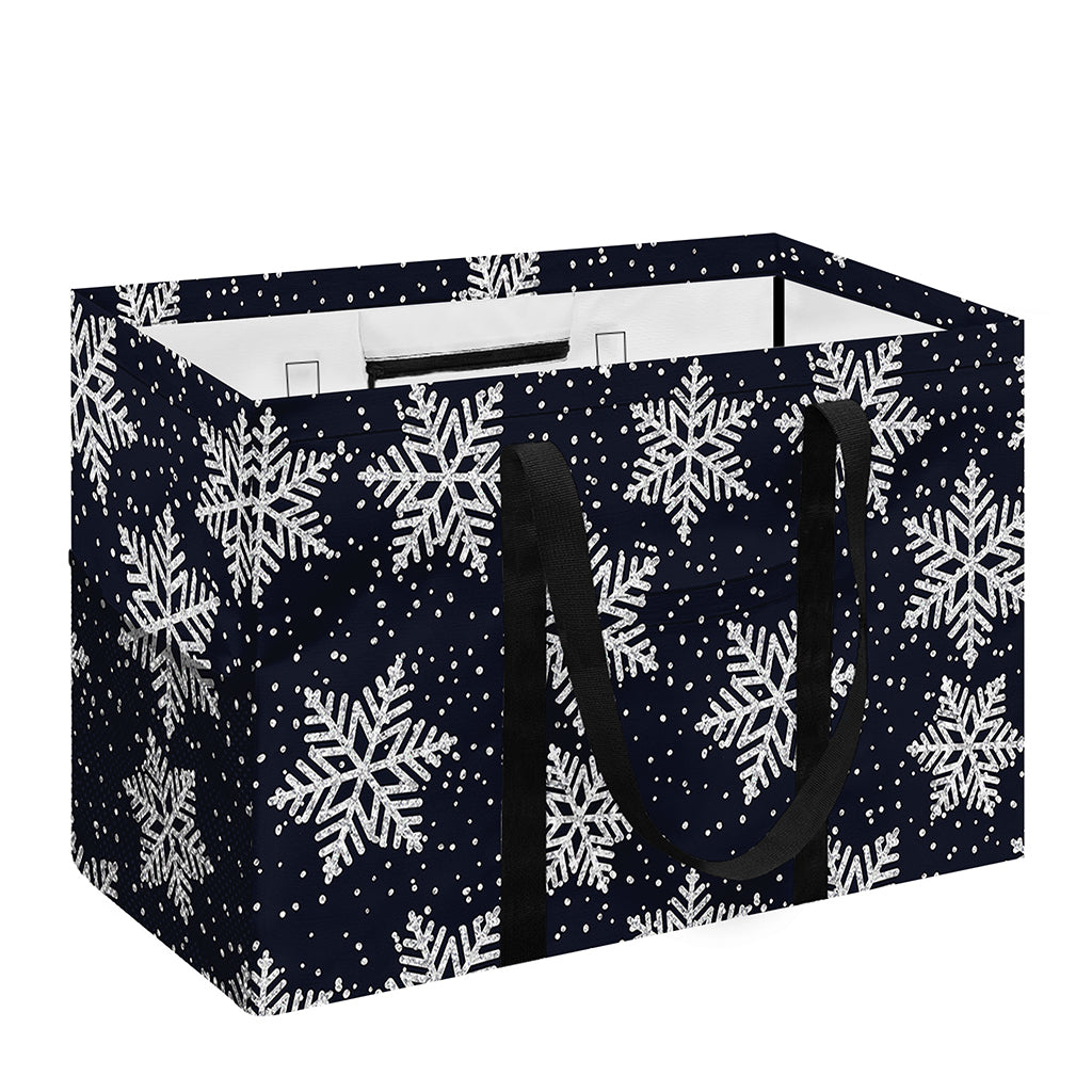 Blue And Silver Snowflake Pattern Print Utility Tote Bag