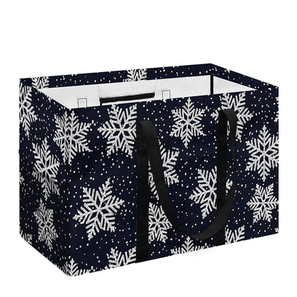 Blue And Silver Snowflake Pattern Print Utility Tote Bag