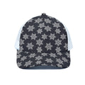 Blue And Silver Snowflake Pattern Print White Mesh Trucker Hat