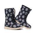 Blue And Silver Snowflake Pattern Print Winter Boots