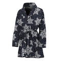 Blue And Silver Snowflake Pattern Print Women's Bathrobe
