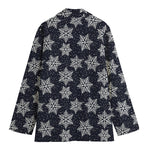 Blue And Silver Snowflake Pattern Print Women's Blazer