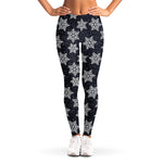 Blue And Silver Snowflake Pattern Print Women's Leggings