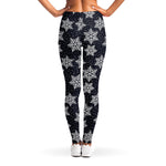 Blue And Silver Snowflake Pattern Print Women's Leggings