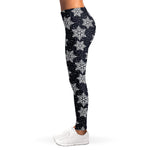 Blue And Silver Snowflake Pattern Print Women's Leggings