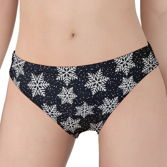 Blue And Silver Snowflake Pattern Print Women's Panties