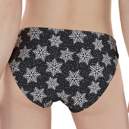 Blue And Silver Snowflake Pattern Print Women's Panties