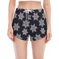 Blue And Silver Snowflake Pattern Print Women's Split Running Shorts