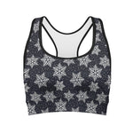 Blue And Silver Snowflake Pattern Print Women's Sports Bra