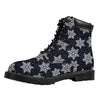 Blue And Silver Snowflake Pattern Print Work Boots