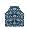 Blue And Teal Damask Pattern Print Adjustable Apron