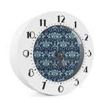 Blue And Teal Damask Pattern Print Alarm Clock
