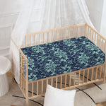 Blue And Teal Damask Pattern Print Baby Crib Sheet