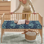 Blue And Teal Damask Pattern Print Baby Crib Sheet