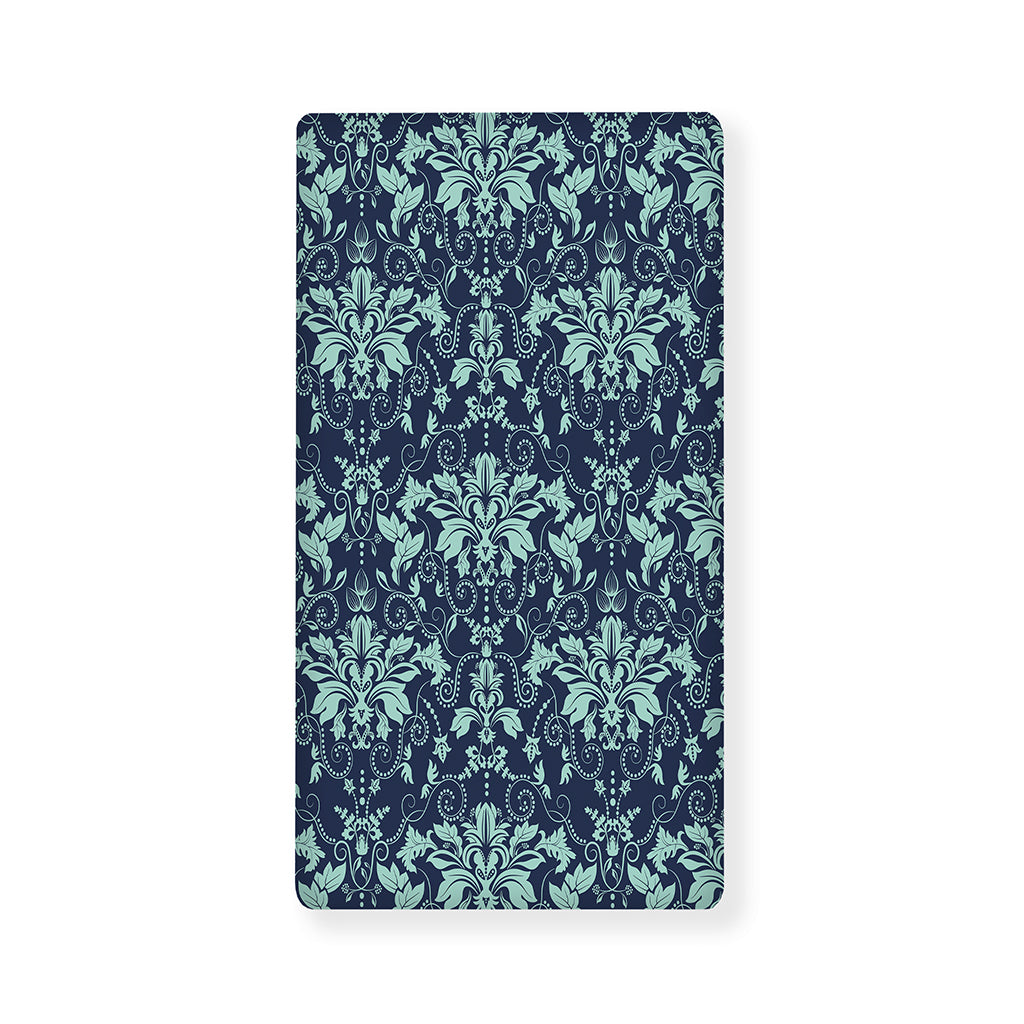 Blue And Teal Damask Pattern Print Baby Crib Sheet