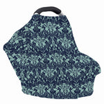 Blue And Teal Damask Pattern Print Baby Seat Cover