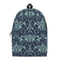 Blue And Teal Damask Pattern Print School Backpack
