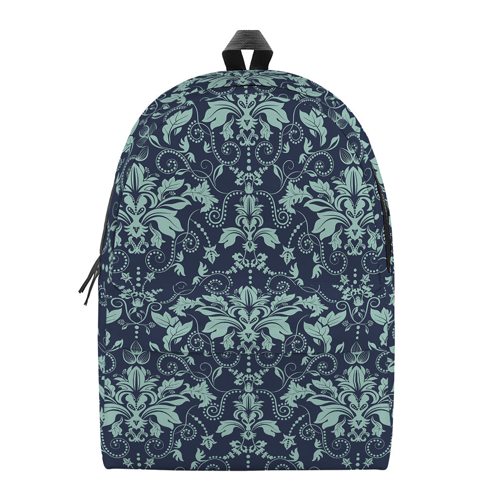 Blue And Teal Damask Pattern Print Backpack