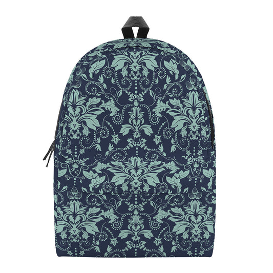 Blue And Teal Damask Pattern Print Backpack
