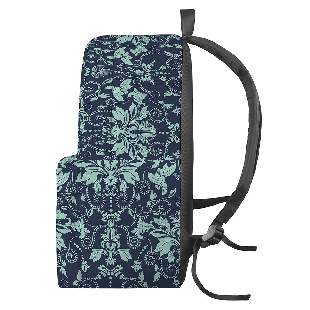 Blue And Teal Damask Pattern Print Backpack
