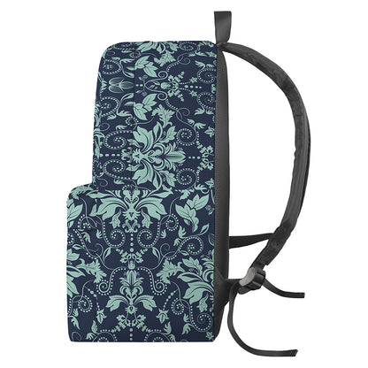 Blue And Teal Damask Pattern Print Backpack