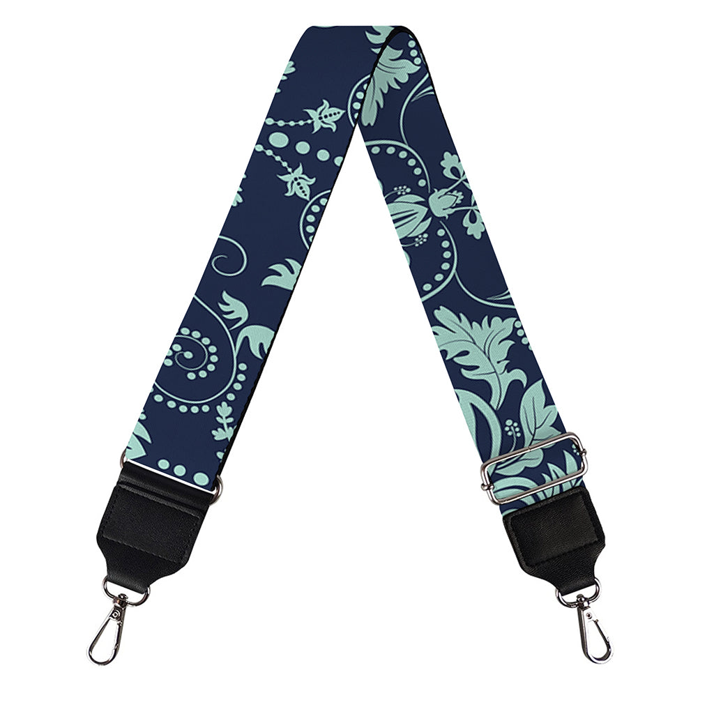 Blue And Teal Damask Pattern Print Bag Strap