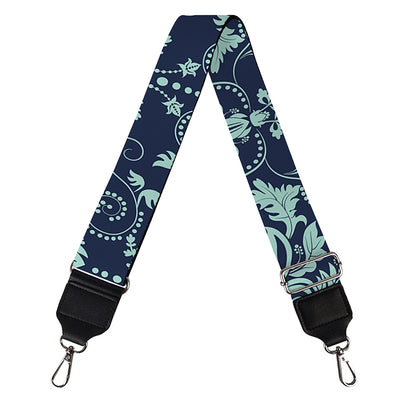 Blue And Teal Damask Pattern Print Bag Strap