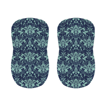 Blue And Teal Damask Pattern Print Bar Stool Covers
