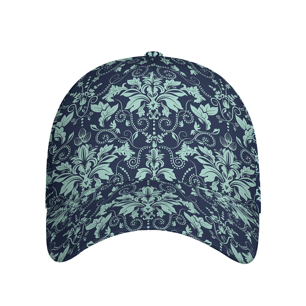 Blue And Teal Damask Pattern Print Baseball Cap