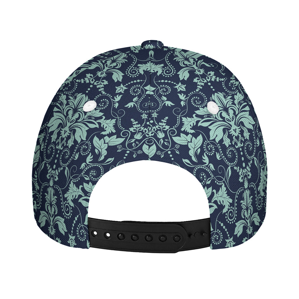 Blue And Teal Damask Pattern Print Baseball Cap