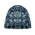 Blue And Teal Damask Pattern Print Beanie