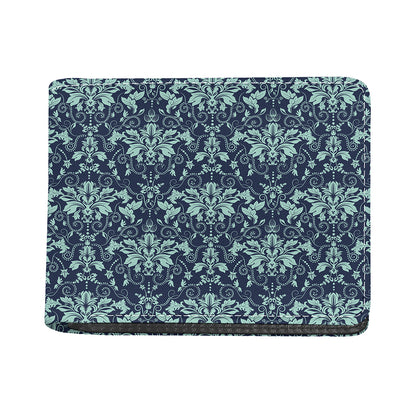 Blue And Teal Damask Pattern Print Bifold Wallet