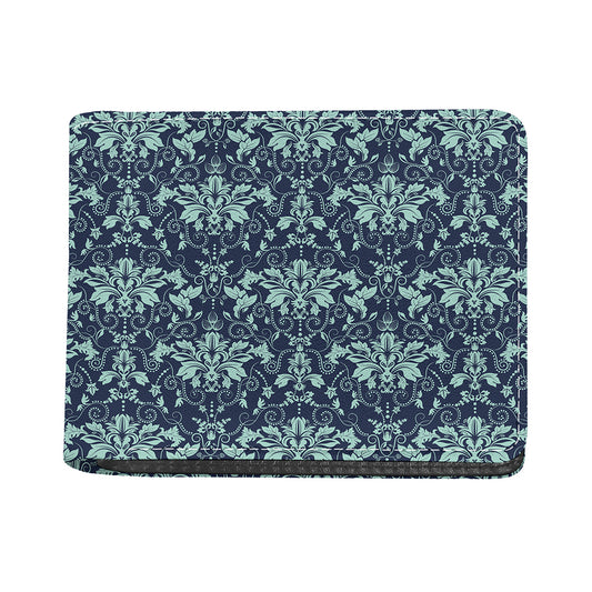 Blue And Teal Damask Pattern Print Bifold Wallet