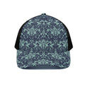 Blue And Teal Damask Pattern Print Black Mesh Trucker Hat