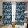 Blue And Teal Damask Pattern Print Dimout Pencil Pleat Curtains