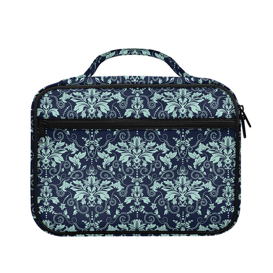Blue And Teal Damask Pattern Print Briefcase Bible Bag