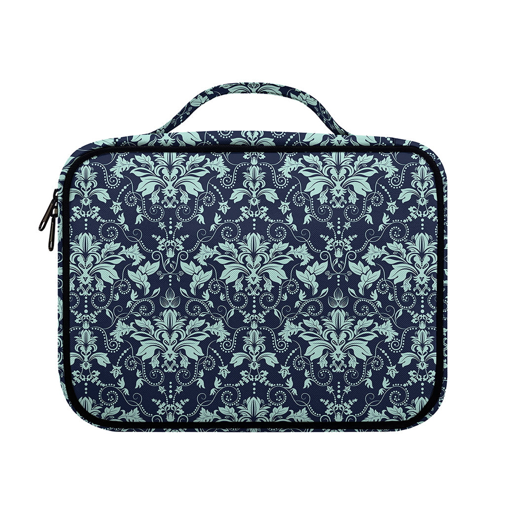 Blue And Teal Damask Pattern Print Briefcase Bible Bag