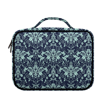 Blue And Teal Damask Pattern Print Briefcase Bible Bag